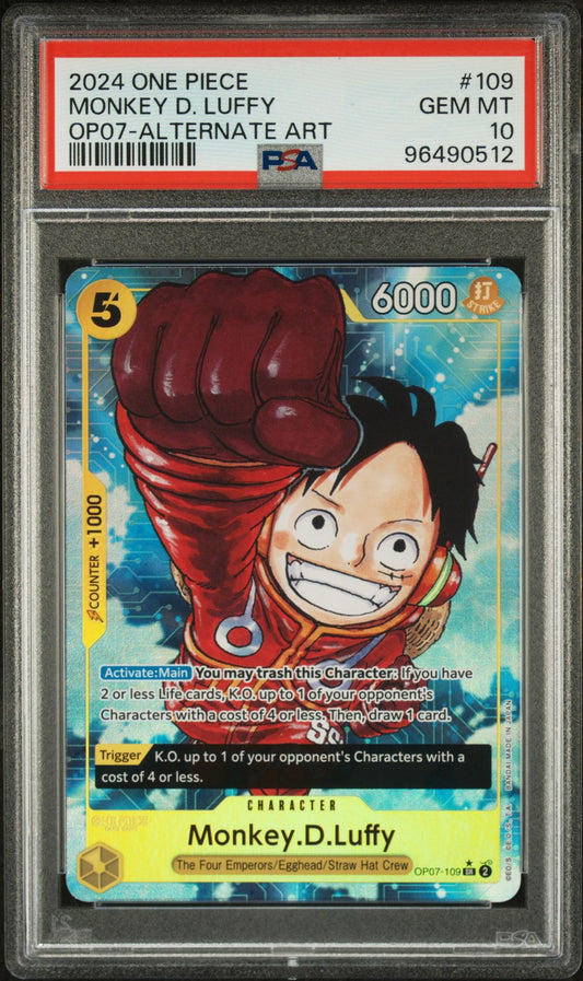 PSA 10 - 2024 ONE PIECE 500 YEARS IN THE FUTURE 109 MONKEY D. LUFFY ALTERNATE ART