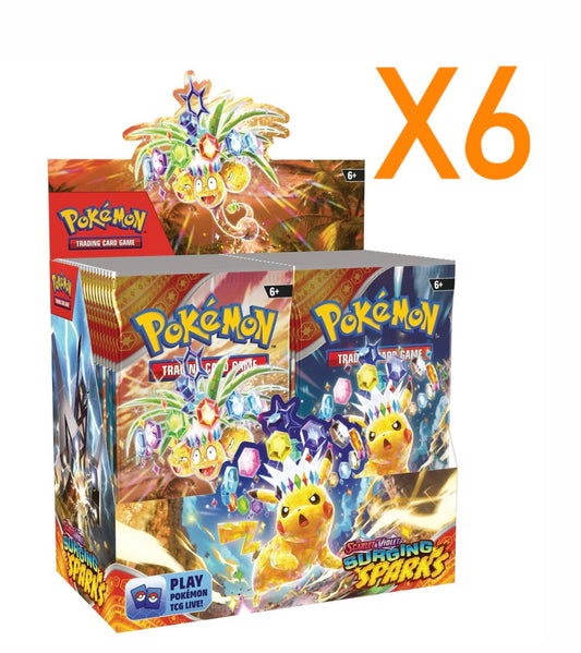 Pokémon SV8 Surging Sparks Booster Box Sealed Case (6 Booster Boxes in a Case)