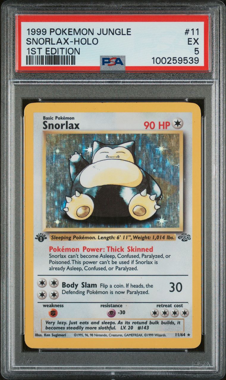 PSA EX 5 - 1999 POKEMON JUNGLE 1ST EDITION SNORLAX-HOLO #11