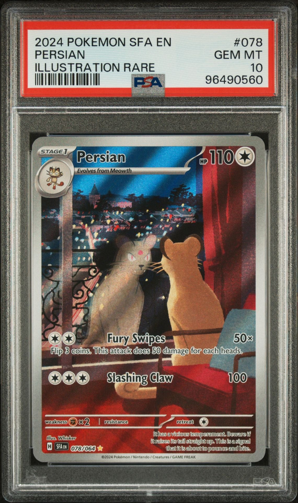 PSA 10 - 2024 POKEMON SFA EN-SHROUDED FABLE 078 PERSIAN ILLUSTRATION RARE