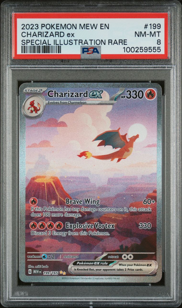 PSA NM-MT 8 - 2023 POKEMON MEW EN-151 SPECIAL ILLUSTRATION RARE CHARIZARD ex #199