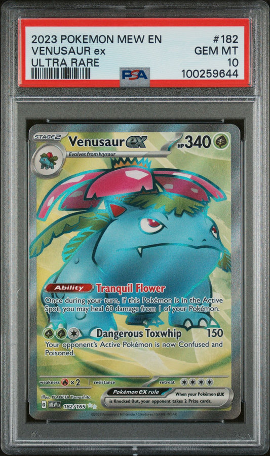 PSA GEM MINT 10 - 2023 POKEMON MEW EN-151 ULTRA RARE VENUSAUR ex #182