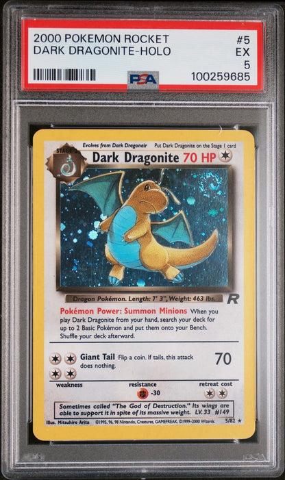 PSA EX 5 - 2000 POKEMON ROCKETDARK DRAGONITE-HOLO #5