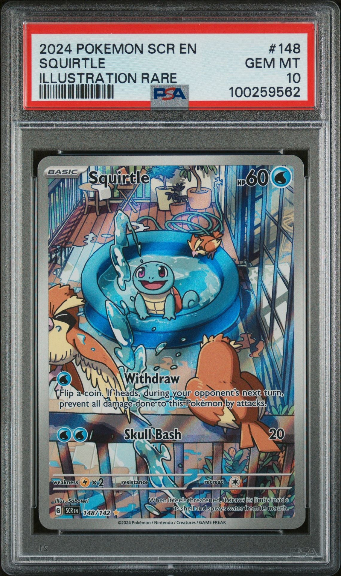 PSA GEM MINT 10 - 2024 POKEMON SCR EN-STELLAR CROWN ILLUSTRATION RARE SQUIRTLE #148