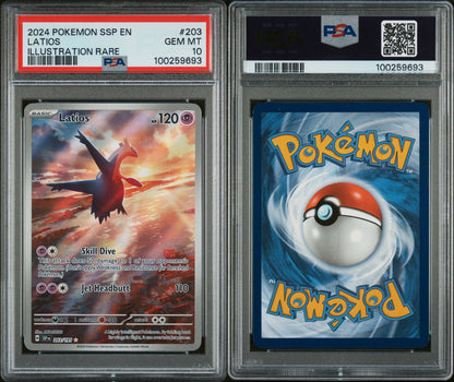 PSA GEM MINT 10 - 2024 POKEMON SSP EN-SURGING SPARKS ILLUSTRATION RARE LATIOS #203