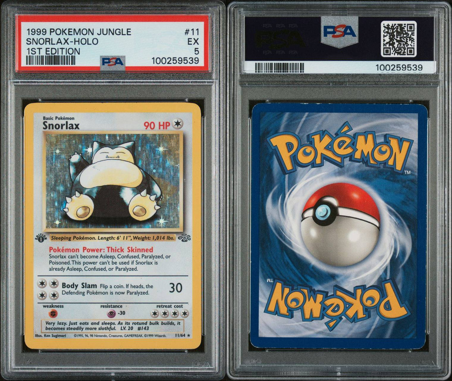 PSA EX 5 - 1999 POKEMON JUNGLE 1ST EDITION SNORLAX-HOLO #11