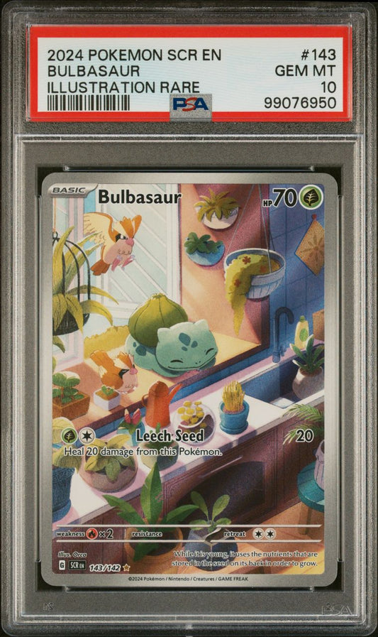 PSA GEM MT 10 - POKEMON SCR EN-STELLAR CROWN - BULBASAUR # 143 - ILLUSTRATION RARE