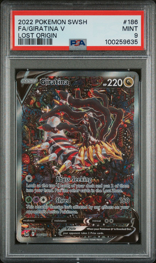 PSA MINT 9 - 2022 POKEMON SWORD & SHIELD LOST ORIGIN FA/GIRATINA V #186