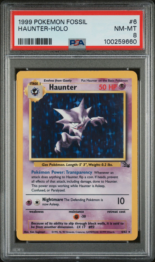 PSA NM-MT 8 - 1999 POKEMON FOSSIL HAUNTER-HOLO #6