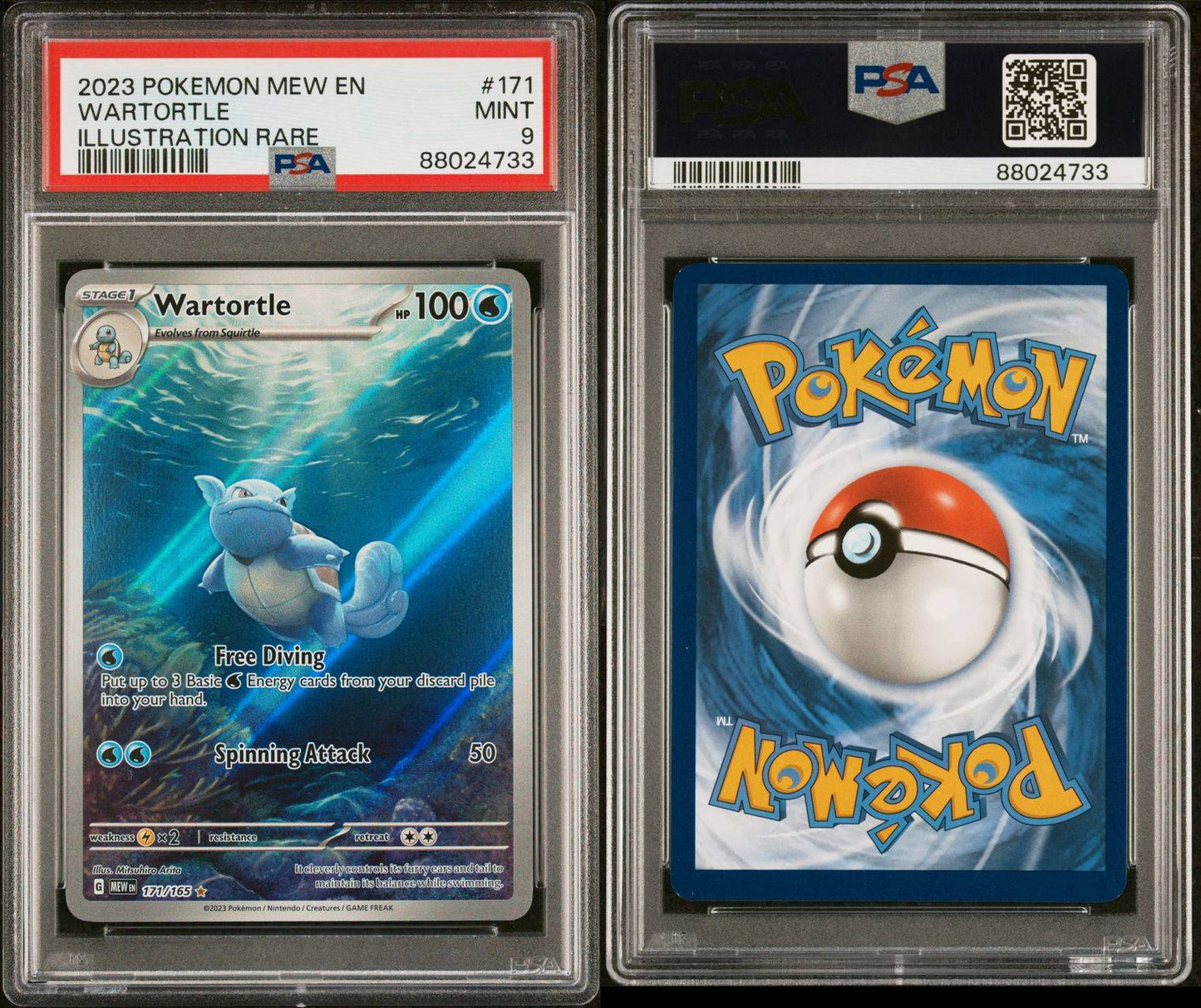 PSA MINT 9 - POKEMON MEW EN-151 - WARTORTLE - 171/165