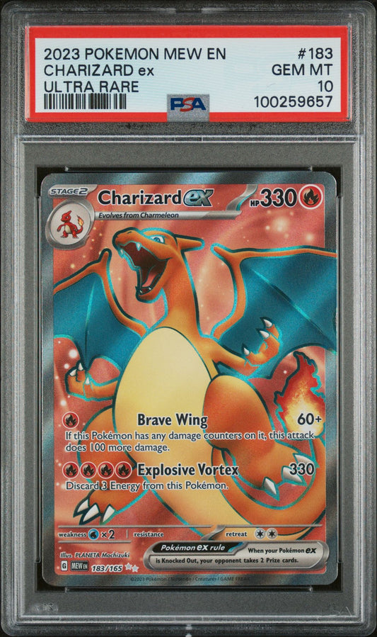 PSA GEM MINT 10 - 2023 POKEMON MEW EN-151 ULTRA RARE CHARIZARD ex #183