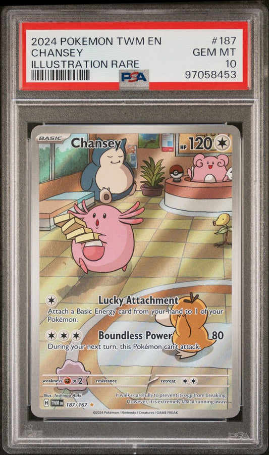 PSA 10 - GEM MT - POKEMON TWM EN-TWILIGHT MASQUERADE - CHANSEY - ILLUSTRATION RARE