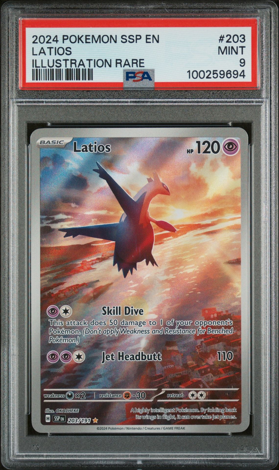 PSA MINT 9 - 2024 POKEMON SSP EN-SURGING SPARKS ILLUSTRATION RARELATIOS #203