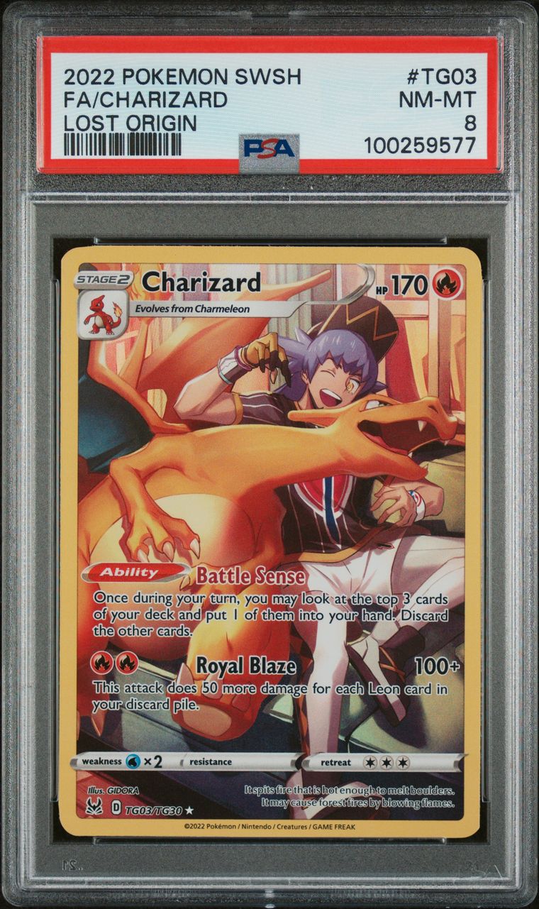 PSA NM-MT 8 - 2022 POKEMON SWORD & SHIELD LOST ORIGIN FA/CHARIZARD #TG03