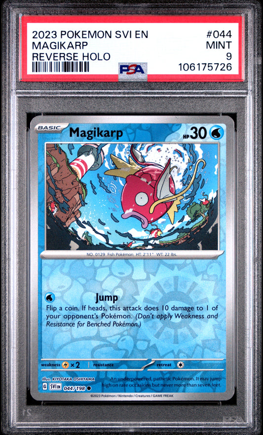 PSA MINT 9 - 2023 POKEMON SVI EN-SCARLET & VIOLET #044 MAGIKARP REVERSE HOLO