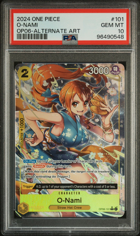 PSA 10 - 2024 ONE PIECE WINGS OF THE CAPTAIN 101 O-NAMI ALTERNATE ART