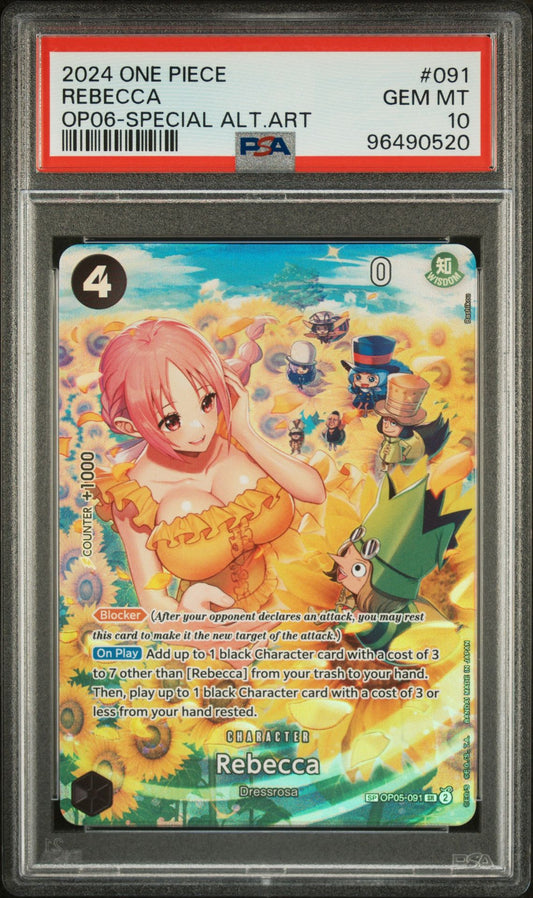 PSA 10 - 2024 ONE PIECE WINGS OF THE CAPTAIN 091 REBECCA SPECIAL ALTERNATE ART