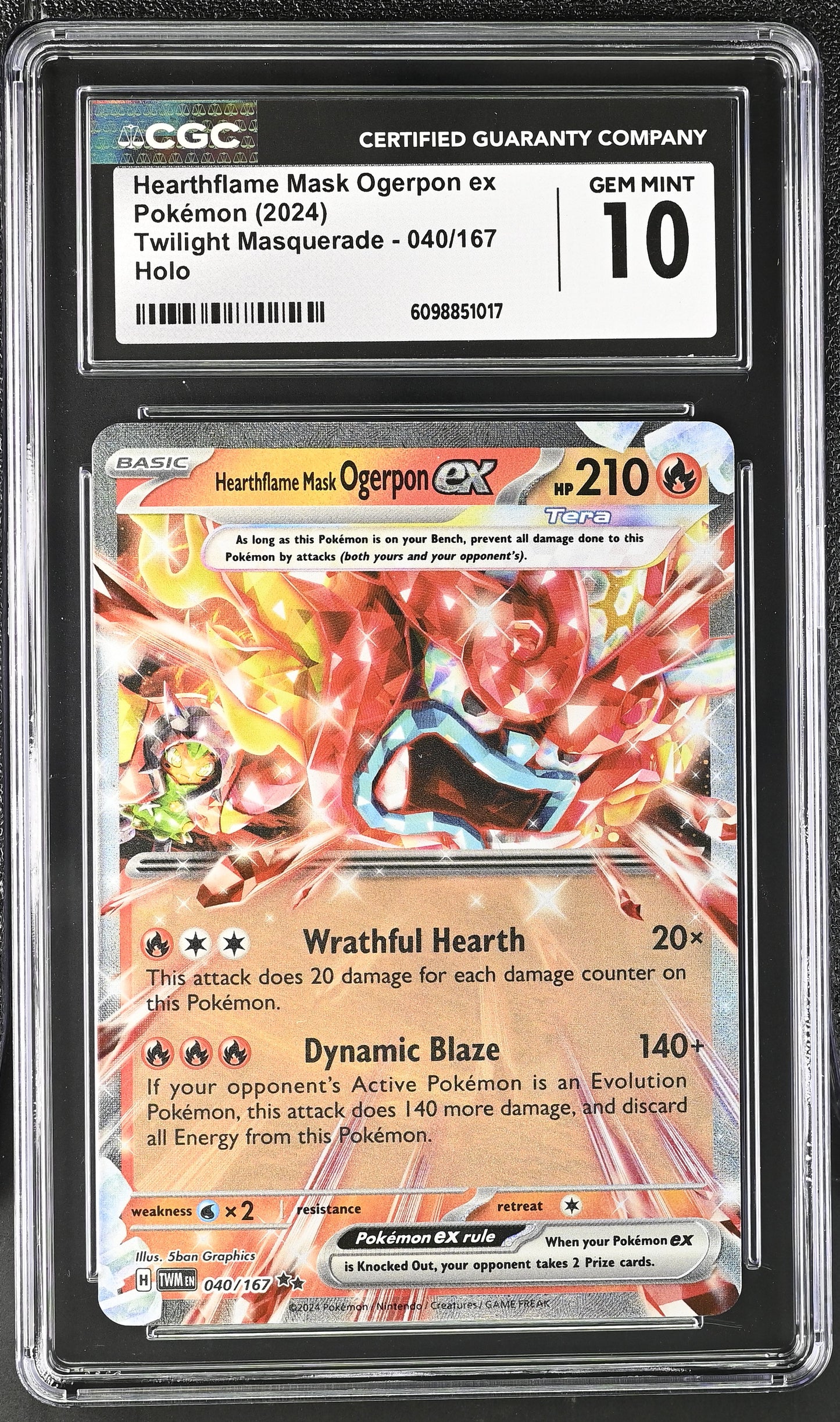 CGC GEM MINT 10 - Hearthflame Mask Ogerpon ex - 040/167