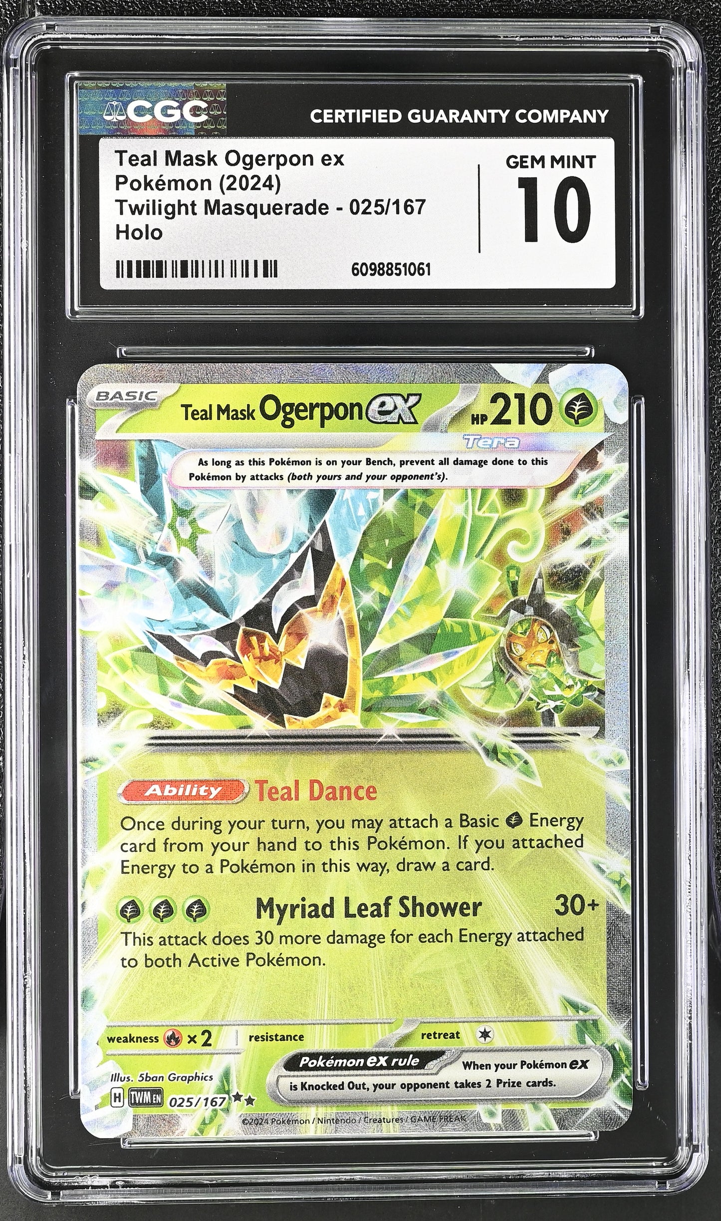 CGC GEM MINT 10 - Teal Mask Ogerpon ex - 025/167
