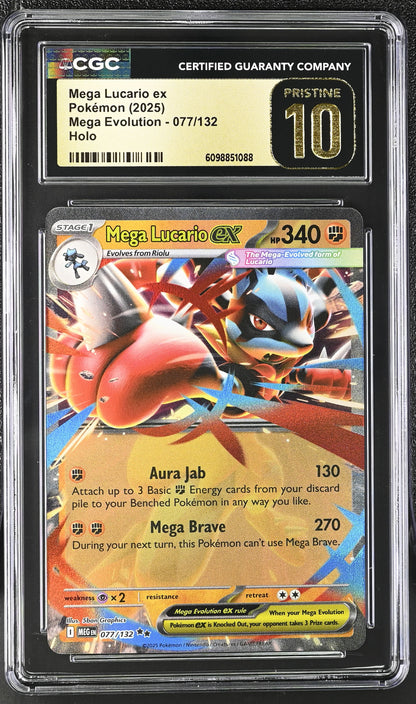 CGC PRISTINE 10 - Mega Lucario ex - 077/132