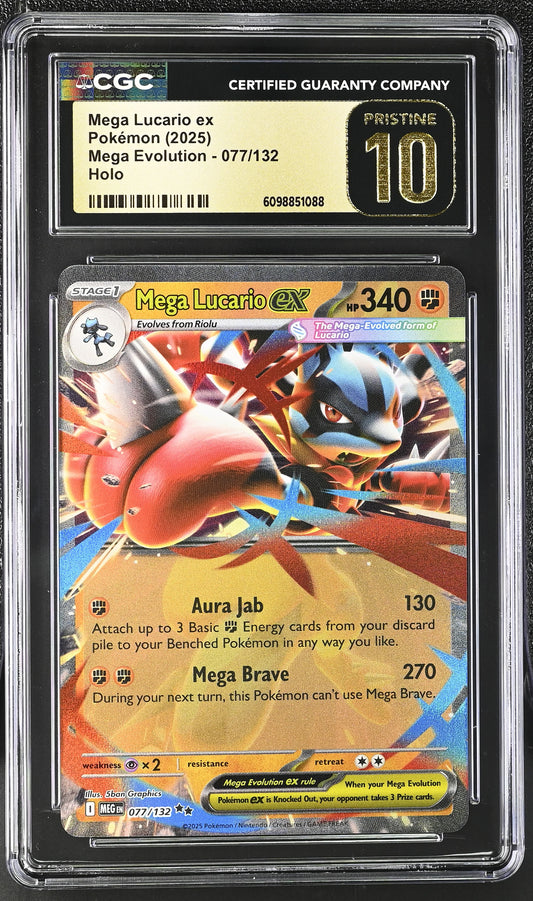 CGC PRISTINE 10 - Mega Lucario ex - 077/132