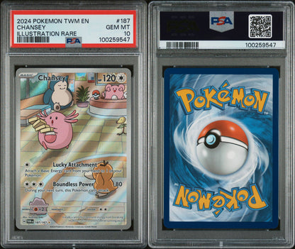 PSA GEM MINT 10 - 2024 POKEMON TWM EN-TWILIGHT MASQUERADE ILLUSTRATION RARE CHANSEY #187