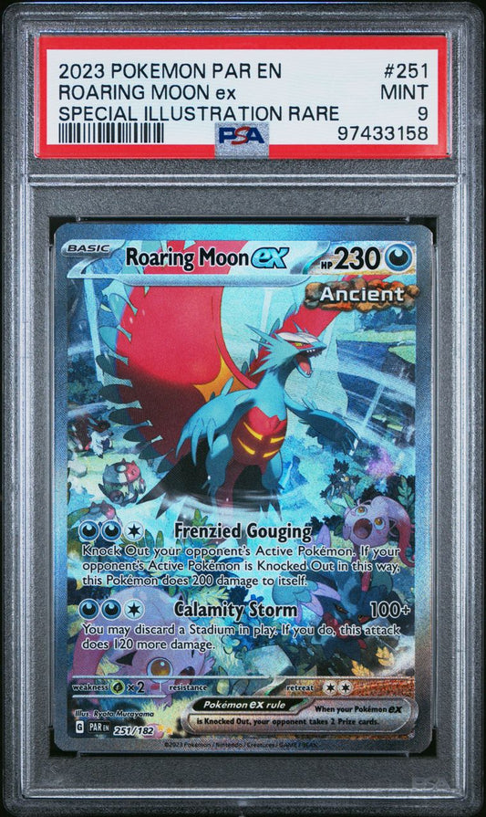 PSA 9 - POKEMON PAR EN-PARADOX RIFT - MNT - ROARING MOON ex - #251