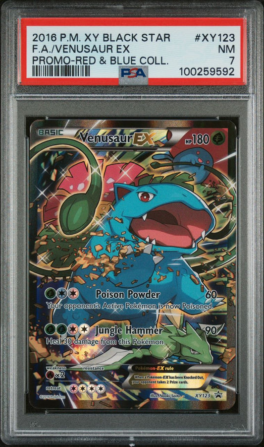 PSA NM 7 - 2016 POKEMON XY BLACK STAR PROMO PROMO-RED & BLUE COLL.F.A./VENUSAUR EX #XY123