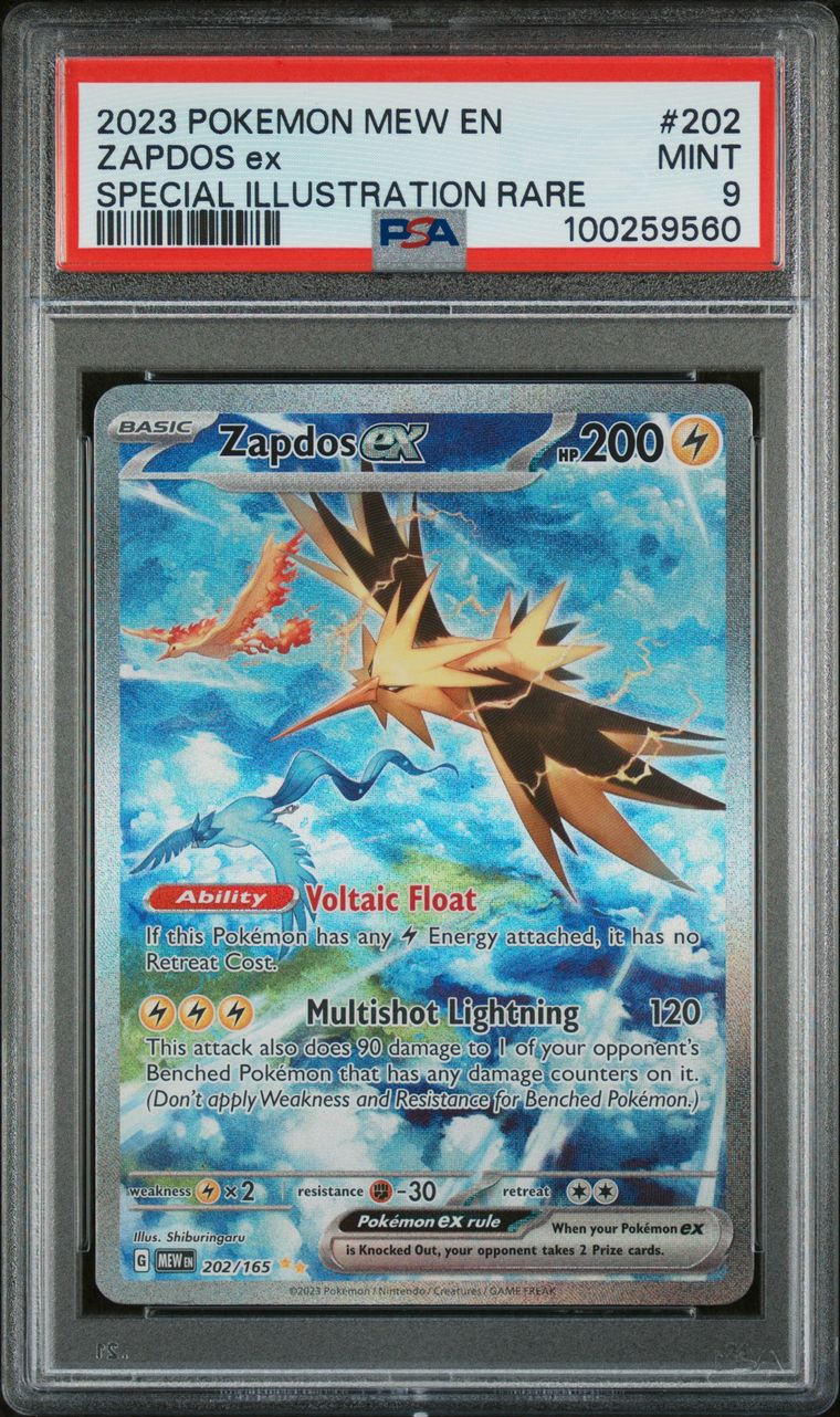 PSA MINT 9 - 2023 POKEMON MEW EN-151 SPECIAL ILLUSTRATION RARE ZAPDOS ex #202