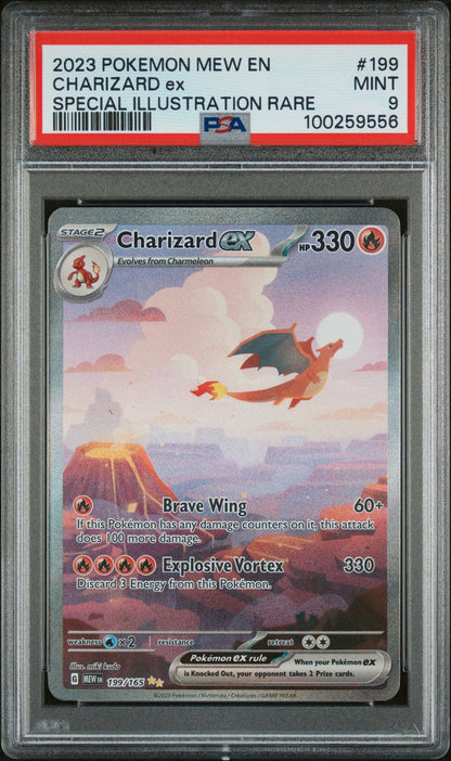 SET OF 3 CARDS - 3 PSA MINT 9s - 151 CHARMANDER   168 - CHARMELEON 169 - CHARIZARD 199