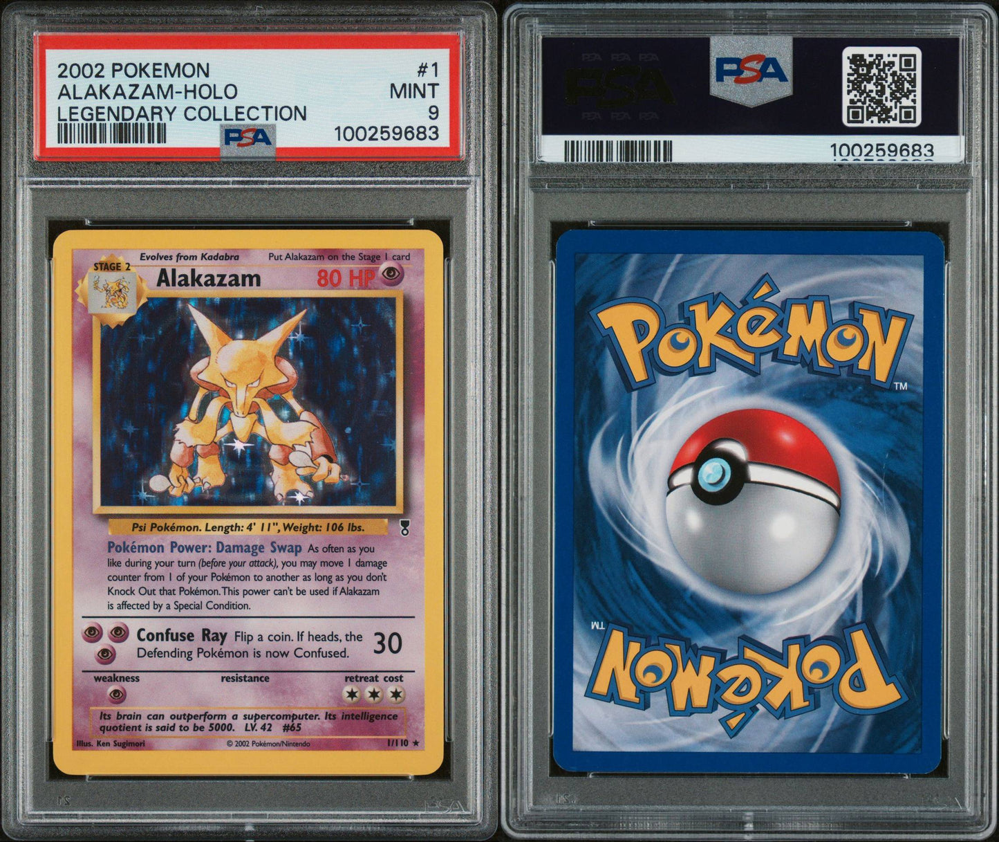 PSA MINT 9 - 2002 POKEMON LEGENDARY COLLECTION ALAKAZAM-HOLO #1