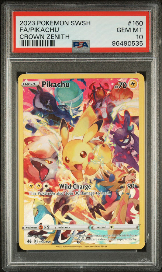 PSA 10 - 2023 POKEMON SWORD AND SHIELD CROWN ZENITH 160 FULL ART/PIKACHU