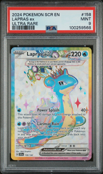 PSA MINT 9 - 2024 POKEMON SCR EN-STELLAR CROWN ULTRA RARE LAPRAS ex #158