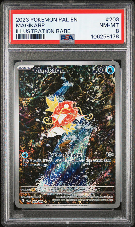 PSA NM MT 8 - 2023 POKEMON PAL EN-PALDEA EVOLVED #203 MAGIKARP ILLUSTRATION RARE