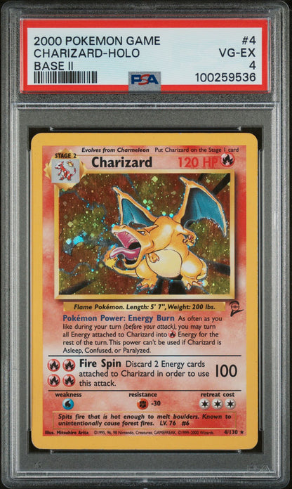 PSA VG-EX 4 - 2000 POKEMON GAME BASE IICHARIZARD-HOLO #4