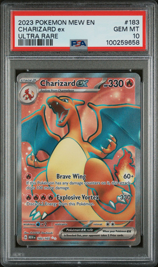 PSA GEM MINT 10 - 2023 POKEMON MEW EN-151 ULTRA RARE CHARIZARD ex #183