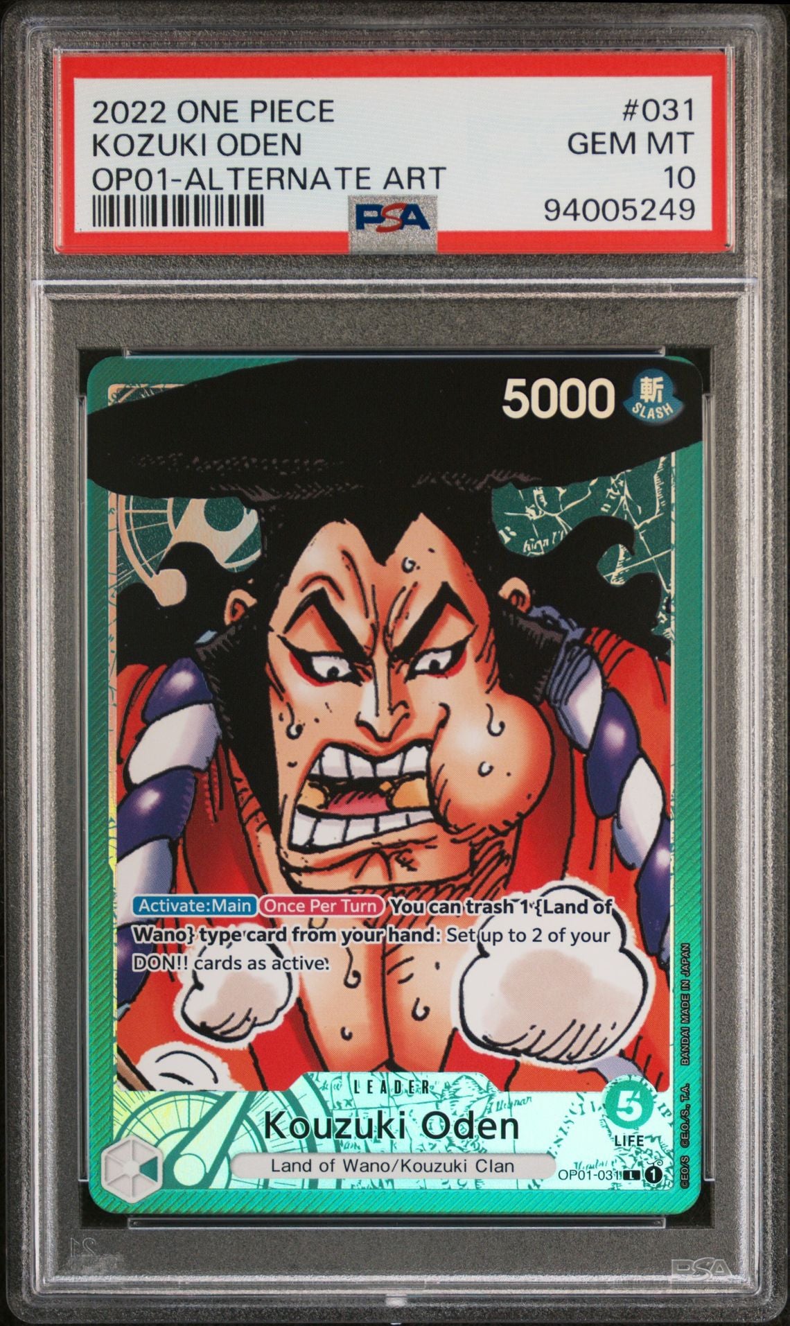 PSA 10 - OP01-031 - Kouzuki Oden - Gem Mint