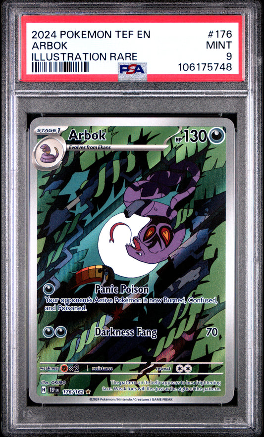 PSA MINT 9 - 2024 POKEMON TEF EN-TEMPORAL FORCES #176 ARBOK ILLUSTRATION RARE