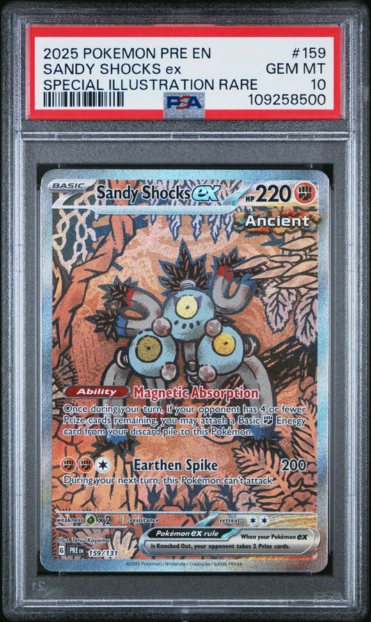 PSA GEM MINT 10 - 2025 POKEMON PRE EN-PRISMATIC EVOLUTIONS 159 SANDY SHOCKS EX SPECIAL ILLUSTRATION RARE