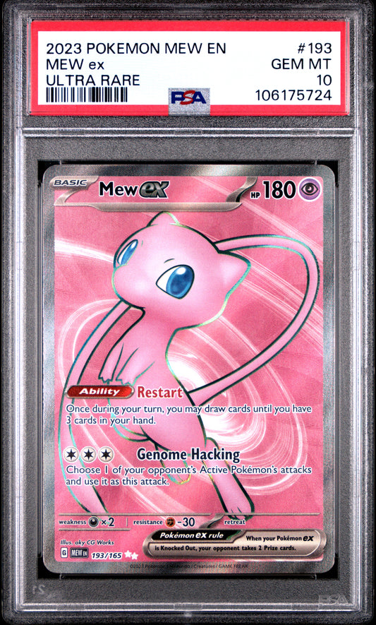 PSA GEM MINT 10 - 2023 POKEMON MEW EN-151 #193 MEW ex ULTRA RARE