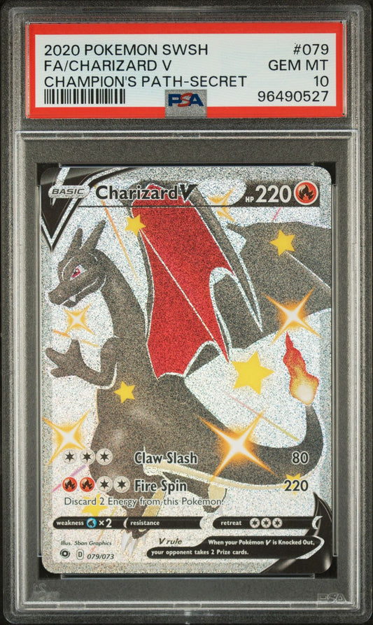 PSA 10 - 2020 POKEMON SWORD & SHIELD CHAMPION'S PATH 079 FULL ART-CHARIZARD V SECRET (PRE-ORDER)