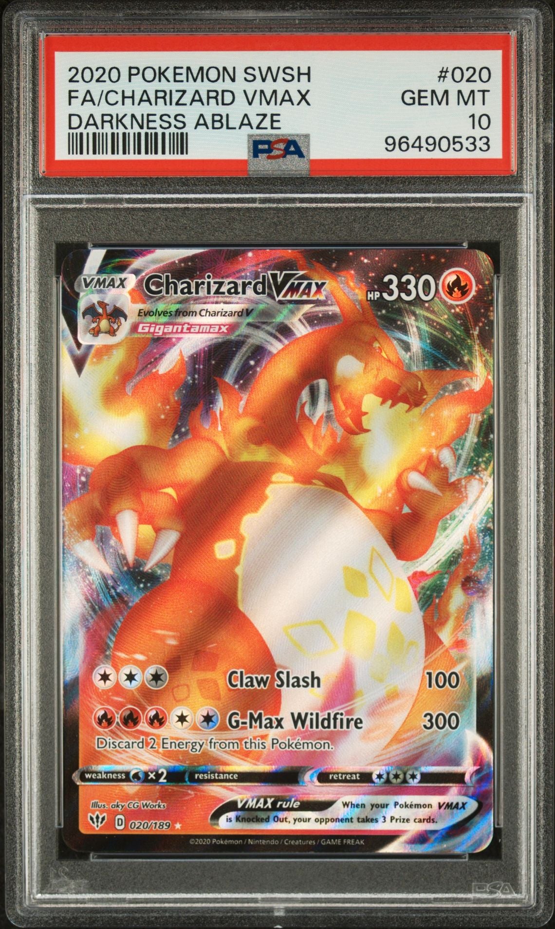 PSA 10 - 2020 POKEMON SWORD & SHIELD DARKNESS ABLAZE 020 FULL ART-CHARIZARD VMAX (PRE-ORDER)