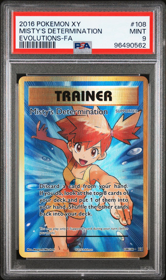 PSA 9 - 2016 POKEMON XY EVOLUTIONS 108 FULL ART-MISTY'S DETERMINATION (PRE-ORDER)