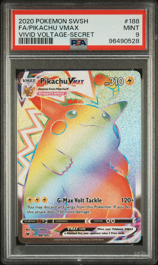 PSA 9 - 2020 POKEMON SWORD & SHIELD VIVID VOLTAGE 188 FULL ART-PIKACHU VMAX SECRET (PRE-ORDER)