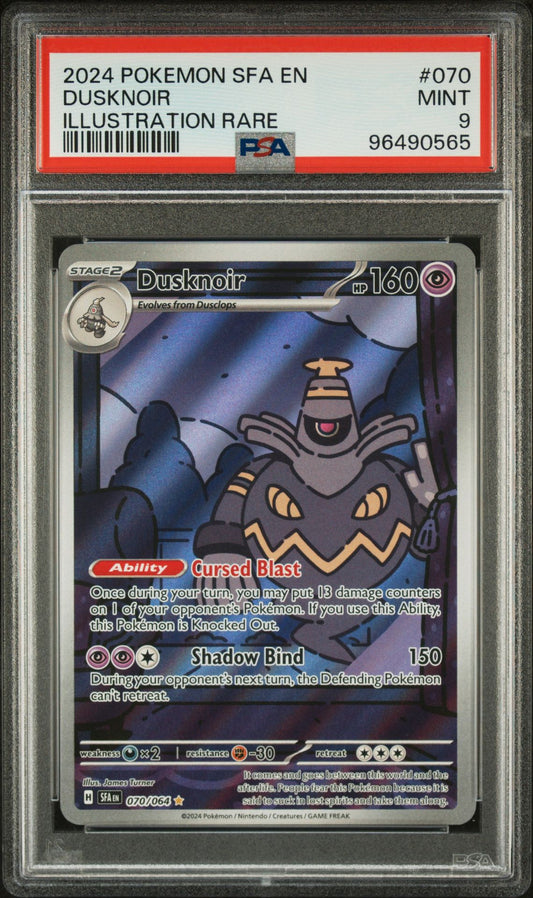 PSA 9 - 2024 POKEMON SFA EN-SHROUDED FABLE 070 DUSKNOIR ILLUSTRATION RARE (PRE-ORDER)