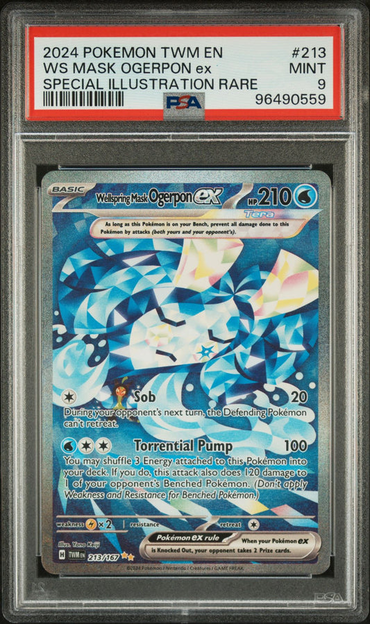 PSA 9 - 2024 POKEMON TWM EN-TWILIGHT MASQUERADE 213 WELLSPRING MASK OGERPON EX SPECIAL ILLUSTRATION RARE (PRE-ORDER)