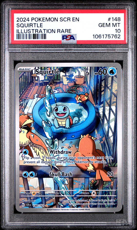 PSA GEM MINT 10 - 2024 POKEMON SCR EN-STELLAR CROWN #148 SQUIRTLE ILLUSTRATION RARE