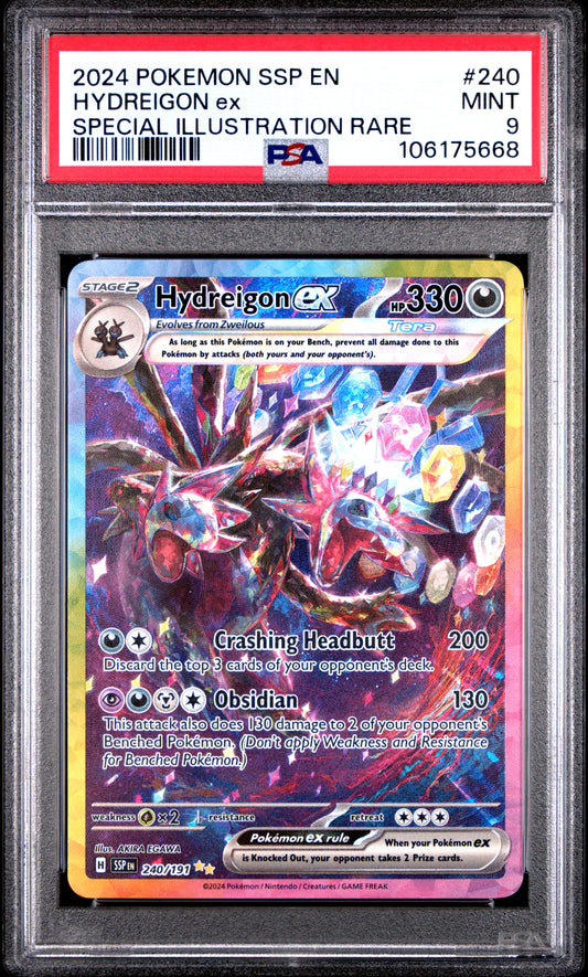 PSA MINT 9 - 2024 POKEMON SSP EN-SURGING SPARKS #240 HYDREIGON ex SPECIAL ILLUSTRATION RARE