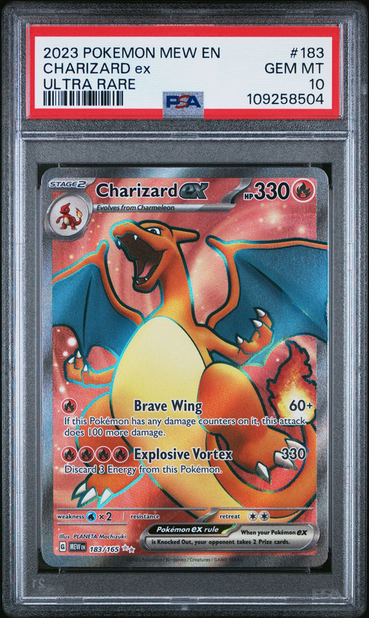 PSA GEM MINT 10 - 2023 POKEMON MEW EN-151 183 CHARIZARD EX ULTRA RARE
