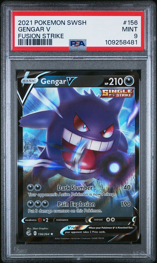 PSA MINT 9 - 2021 POKEMON SWORD & SHIELD FUSION STRIKE 156 GENGAR V